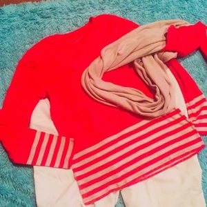 Ann Taylor Knit Top with Matching Scarf